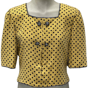 Diane Dickinson Women’s Vintage Polka Dot Blouse – Yellow – Size 14